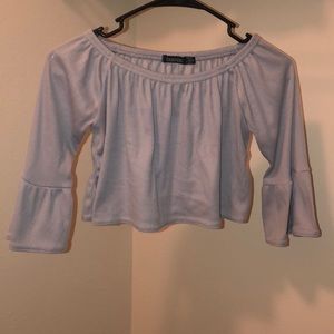 Faint lavender off- shoulder crop top
